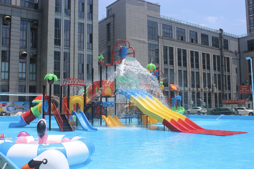 Children's water slide installation complete