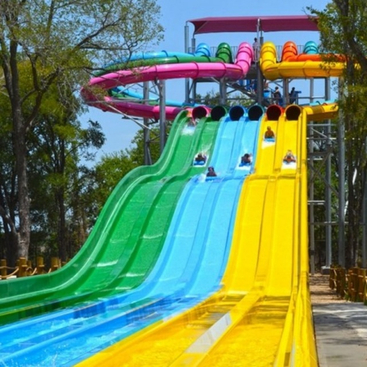 Large adult fiberglass water park slides and children's playground equipment